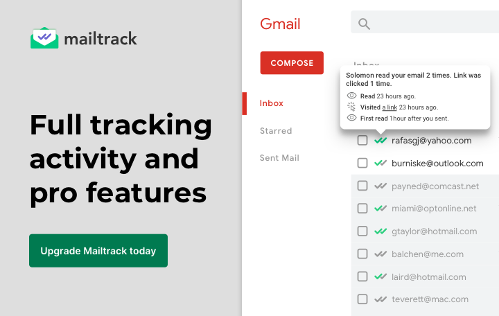 Upgrade Mailtrack banner