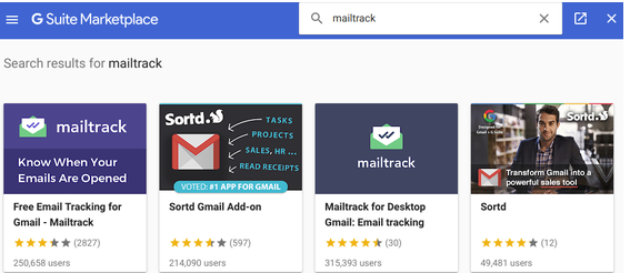 Mailtrack ב-G Suite Marketplace