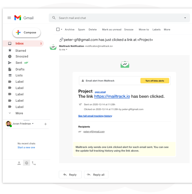 Alert e-mailowy o kliknięciu linku
