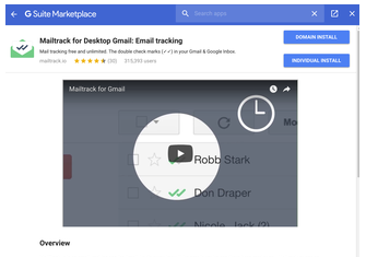 התקנת Mailtrack באמצעות כפתור ה-domain install