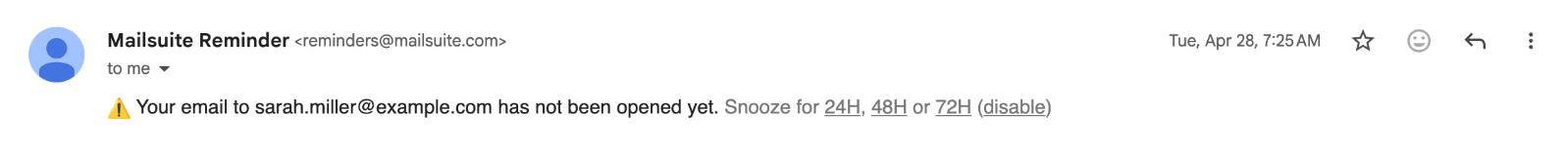 Not opened reminder email from Mailsuite Reminder