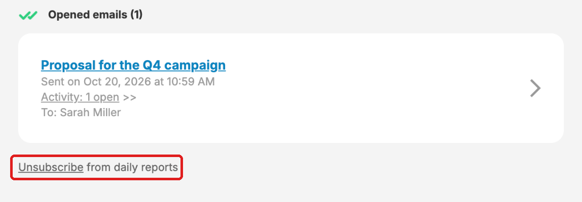 Unsubscribe from daily reports link